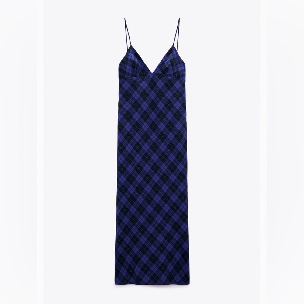 Zara 90s plaid slip dress